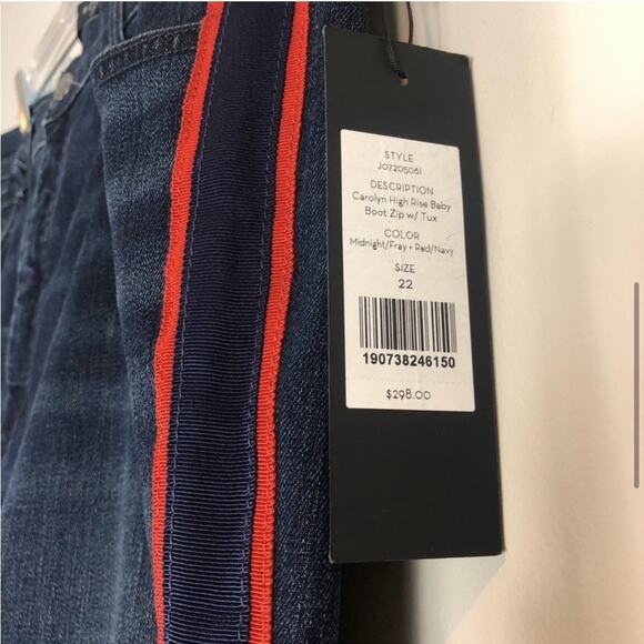 NWT Veronica beard Carolyn baby boot cut cropped jeans with red trim - Picture 7 of 8